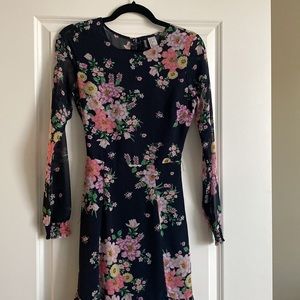 Navy blue floral dress with cutout back